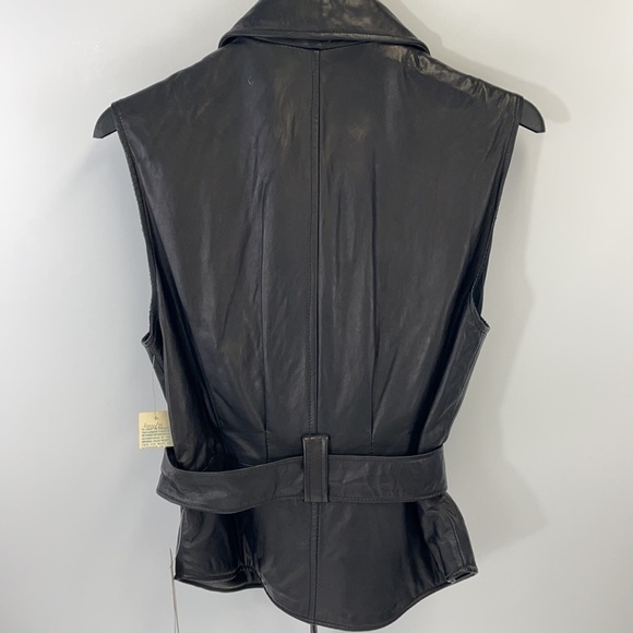 STUDIO LEATHER BELTED VEST SZ XS BLACK - Picture 2 of 8